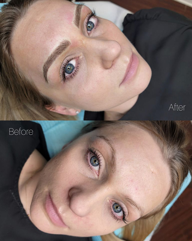 Microblading with Light Shading Eyebrows. Before and After