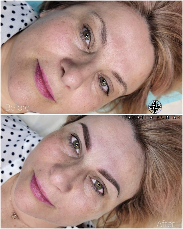 Before and After - Permanent Makeup Eyebrows by Agatha Kubiak