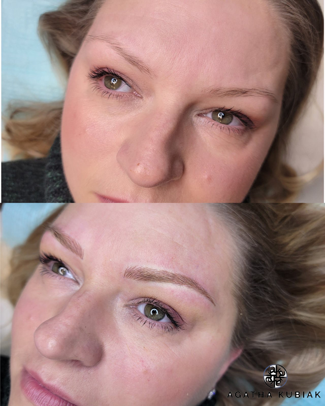 Before and After - Permanent Makeup Eyebrows by Agatha Kubiak