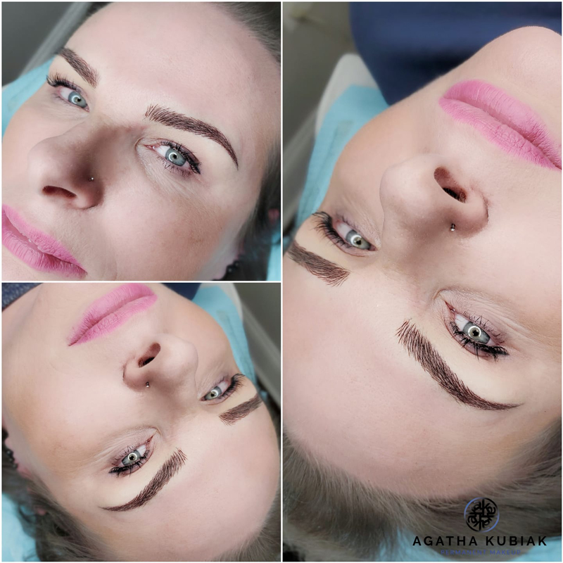 Microblading with light shading eyebrows