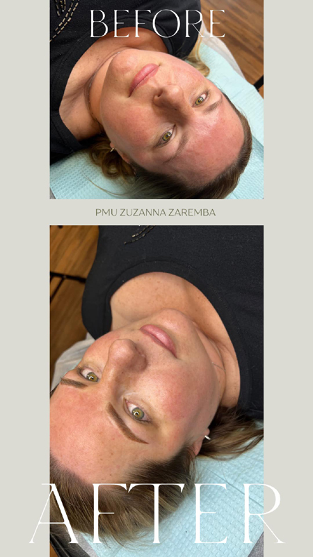 Before and After - Permanent Makeup Powder Eyebrows by Susanna